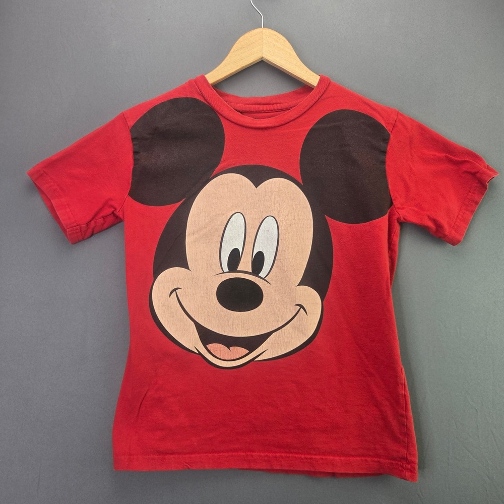 Disney Mickey Mouse Graphic T-Shirt Kids 10/12 Red Short Sleeve Crew Neck Tee